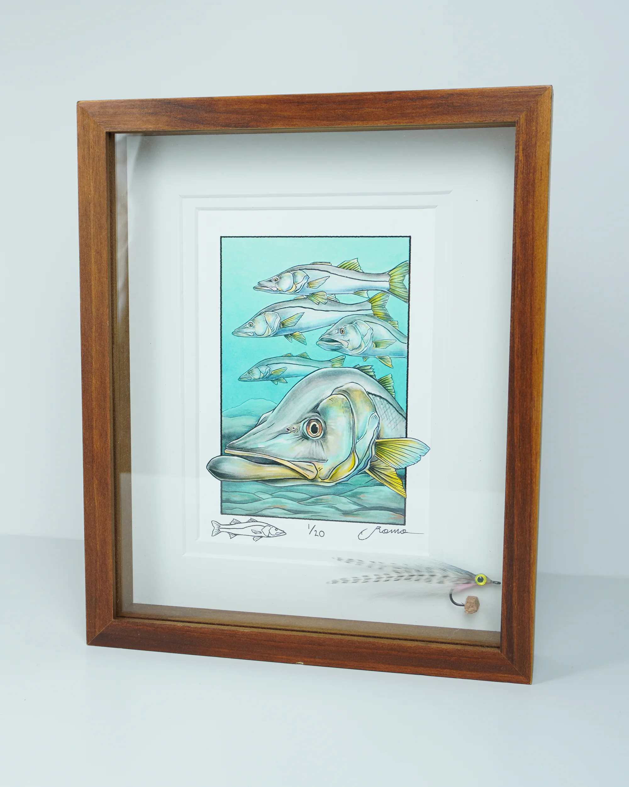 Limited Edition Shadowbox with snook print and hand-tied fly 1of 20 - Image 3